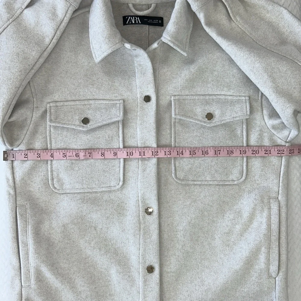 Zara Soft-Touch Overshirt Oversized Shacket Woman’s Size Small Light Gray - Picture 6 of 17